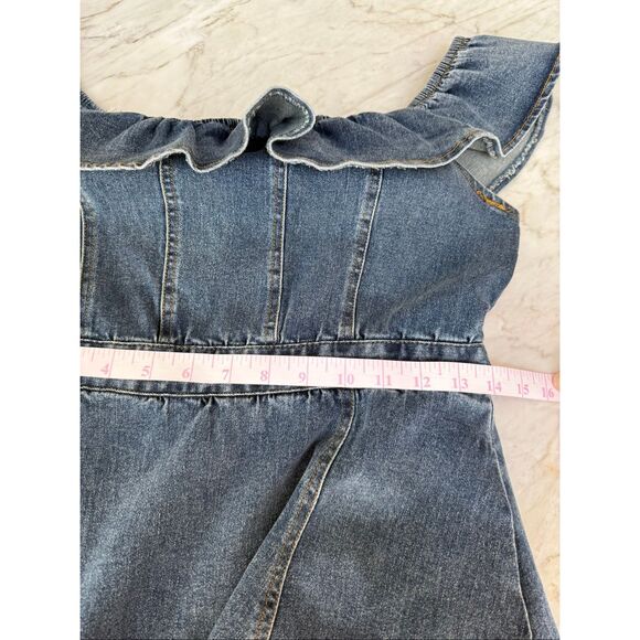 Hudson Gray stretch denim ruffle dress size M cotton blend - Picture 6 of 7